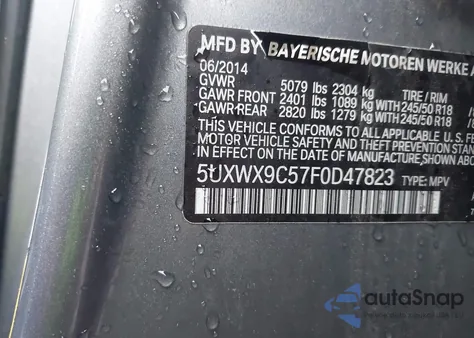 2015 BMW X3 xDrive28I из США, поврежденный, VIN 5UXWX9C57F0D47823